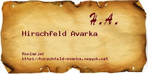 Hirschfeld Avarka névjegykártya